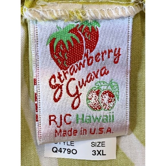 Strawberry Guava RJC XXXL 3XL Aloha Hawaiian Tunic Green Floral 3/4 Keyhole New - Picture 6 of 8
